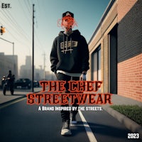 a man wearing a hoodie with the words'the chef streetwear'